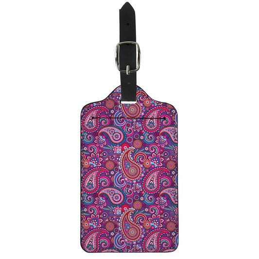 Purple And Pink Paisley Pattern Print Luggage Tag