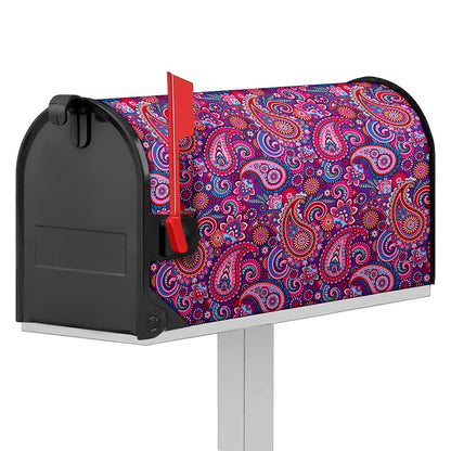Purple And Pink Paisley Pattern Print Mailbox Cover