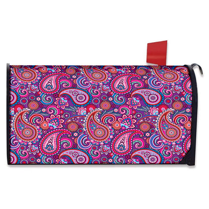 Purple And Pink Paisley Pattern Print Mailbox Cover