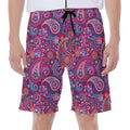 Purple And Pink Paisley Pattern Print Men's Beach Shorts