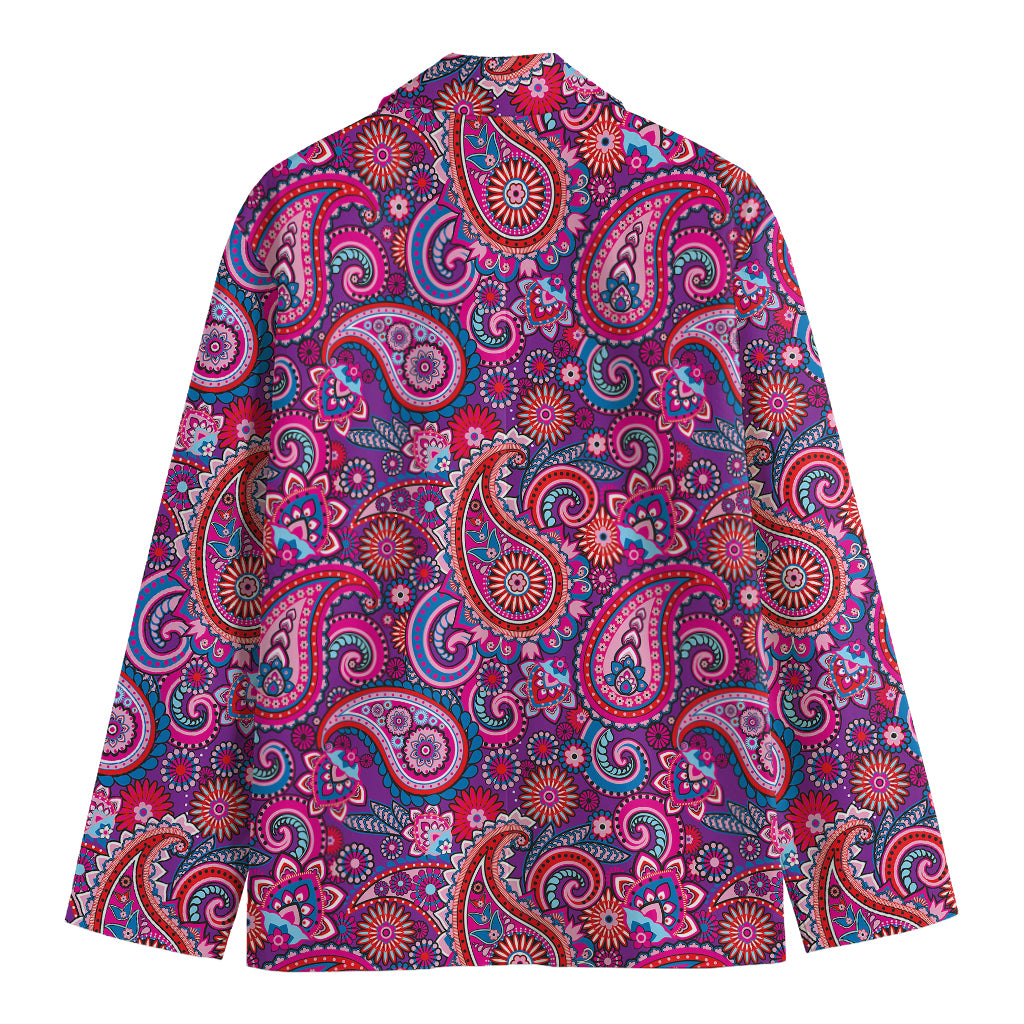 Purple And Pink Paisley Pattern Print Men's Blazer