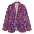 Purple And Pink Paisley Pattern Print Men's Cotton Blazer
