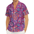 Purple And Pink Paisley Pattern Print Men's Deep V-Neck Shirt