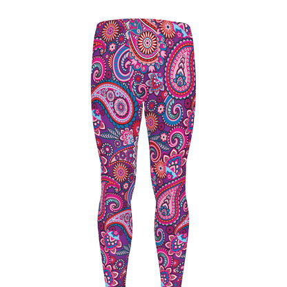 Purple And Pink Paisley Pattern Print Men's leggings