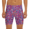 Purple And Pink Paisley Pattern Print Men's Long Boxer Briefs
