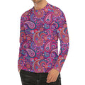 Purple And Pink Paisley Pattern Print Men's Long Sleeve Rash Guard