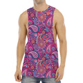 Purple And Pink Paisley Pattern Print Men's Muscle Tank Top