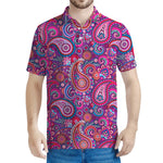 Purple And Pink Paisley Pattern Print Men's Polo Shirt