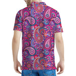 Purple And Pink Paisley Pattern Print Men's Polo Shirt