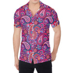 Purple And Pink Paisley Pattern Print Men's Shirt