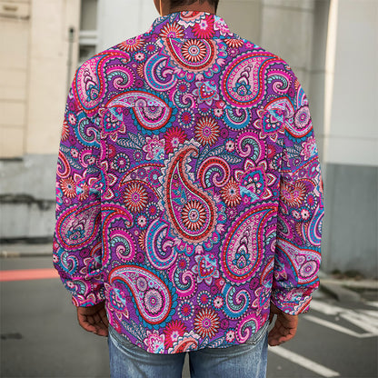 Purple And Pink Paisley Pattern Print Men's Shirt Jacket