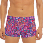 Purple And Pink Paisley Pattern Print Men's Short Boxer Briefs