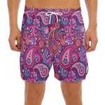 Purple And Pink Paisley Pattern Print Men's Split Running Shorts