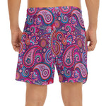 Purple And Pink Paisley Pattern Print Men's Split Running Shorts