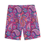 Purple And Pink Paisley Pattern Print Men's Sports Shorts