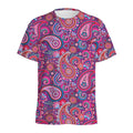 Purple And Pink Paisley Pattern Print Men's Athletic T-Shirt