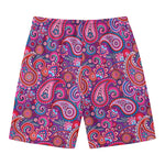 Purple And Pink Paisley Pattern Print Men's Swim Trunks