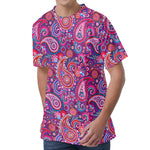 Purple And Pink Paisley Pattern Print Men's Velvet T-Shirt