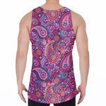 Purple And Pink Paisley Pattern Print Men's Velvet Tank Top