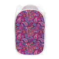 Purple And Pink Paisley Pattern Print Mesh Laundry Hamper