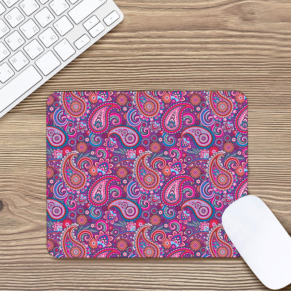 Purple And Pink Paisley Pattern Print Mouse Pad