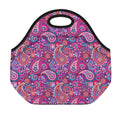 Purple And Pink Paisley Pattern Print Neoprene Lunch Bag