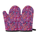 Purple And Pink Paisley Pattern Print Oven Mitts
