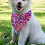 Purple And Pink Paisley Pattern Print Over The Collar Dog Bandana