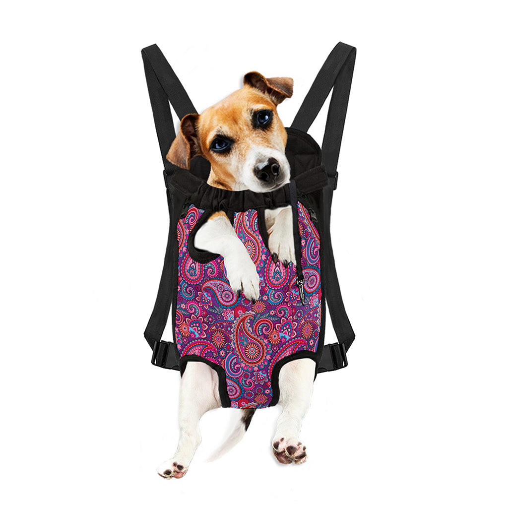 Purple And Pink Paisley Pattern Print Pet Carrier Backpack