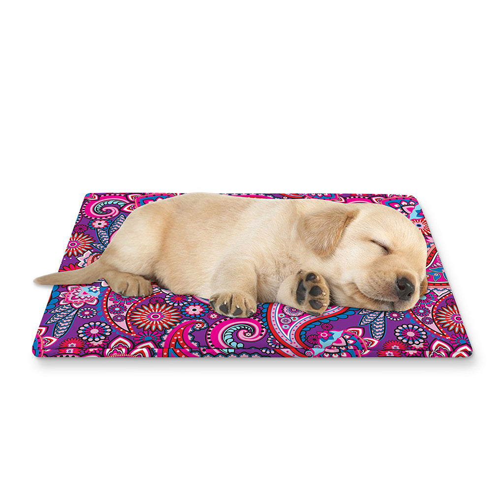 Purple And Pink Paisley Pattern Print Pet Cooling Mat Cover