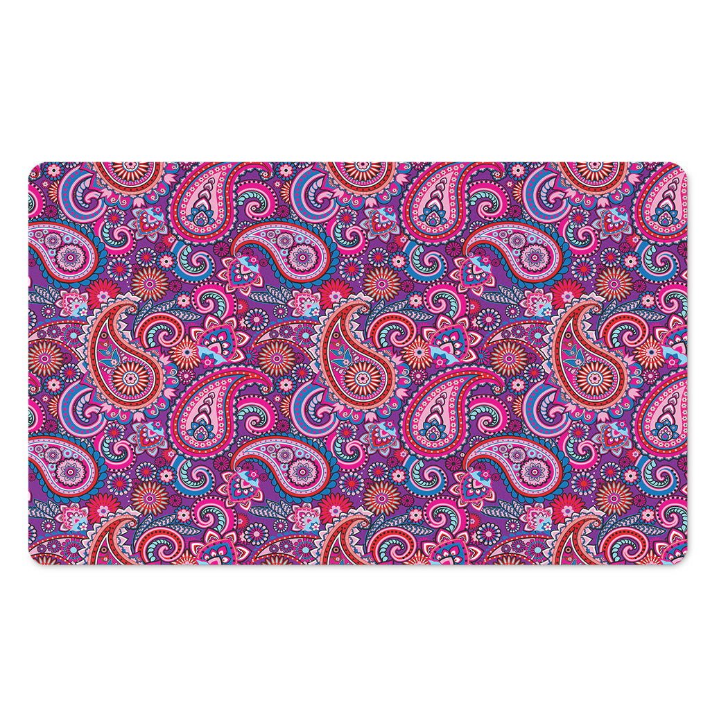 Purple And Pink Paisley Pattern Print Polyester Doormat