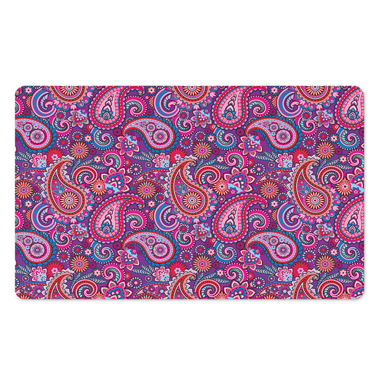 Purple And Pink Paisley Pattern Print Polyester Doormat