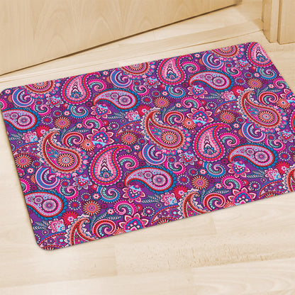 Purple And Pink Paisley Pattern Print Polyester Doormat