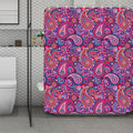 Purple And Pink Paisley Pattern Print Polyester Shower Curtain