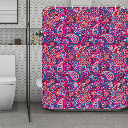 Purple And Pink Paisley Pattern Print Polyester Shower Curtain