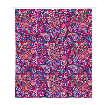 Purple And Pink Paisley Pattern Print Polyester Shower Curtain