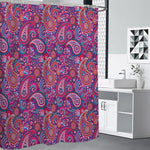 Purple And Pink Paisley Pattern Print Premium Shower Curtain