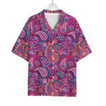 Purple And Pink Paisley Pattern Print Rayon Hawaiian Shirt