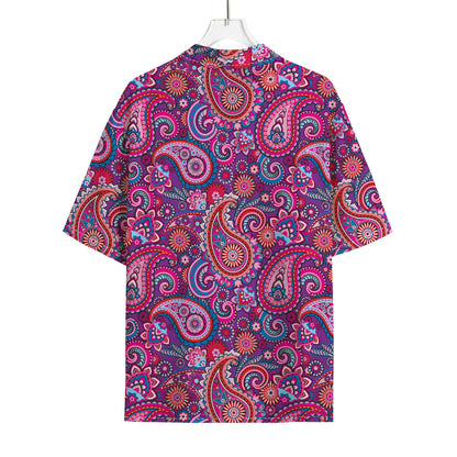 Purple And Pink Paisley Pattern Print Rayon Hawaiian Shirt
