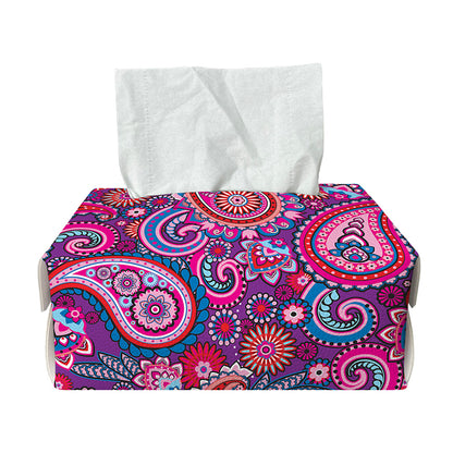 Purple And Pink Paisley Pattern Print Rectangle Tissue Box Cover