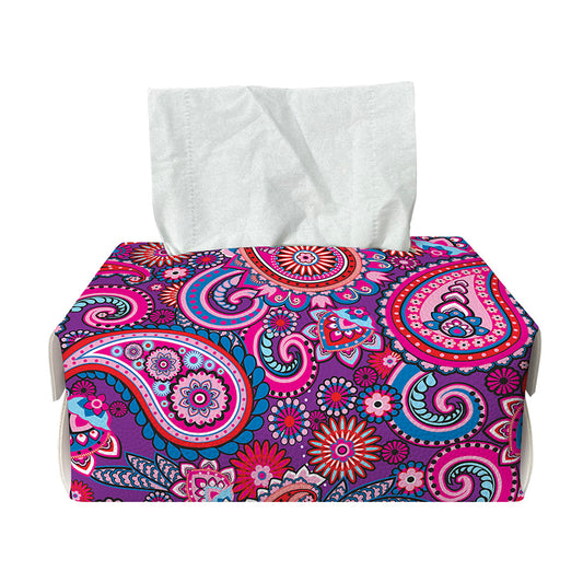 Purple And Pink Paisley Pattern Print Rectangle Tissue Box Cover