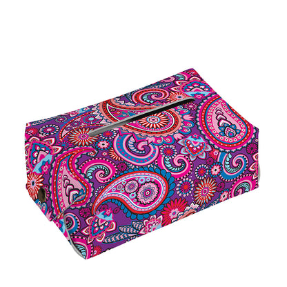 Purple And Pink Paisley Pattern Print Rectangle Tissue Box Cover