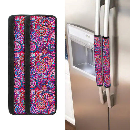 Purple And Pink Paisley Pattern Print Refrigerator Handle Covers