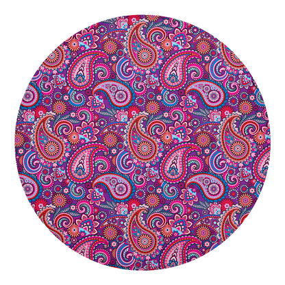 Purple And Pink Paisley Pattern Print Round Blanket