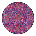 Purple And Pink Paisley Pattern Print Round Floor Mat