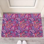 Purple And Pink Paisley Pattern Print Rubber Doormat