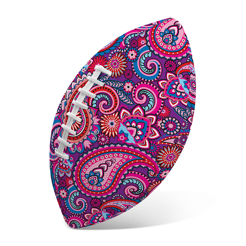 Purple And Pink Paisley Pattern Print Rugby Ball