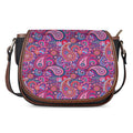 Purple And Pink Paisley Pattern Print Saddle Bag