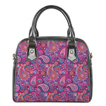 Purple And Pink Paisley Pattern Print Shoulder Handbag