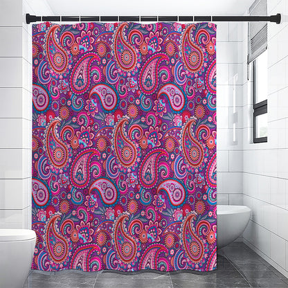 Purple And Pink Paisley Pattern Print Shower Curtain